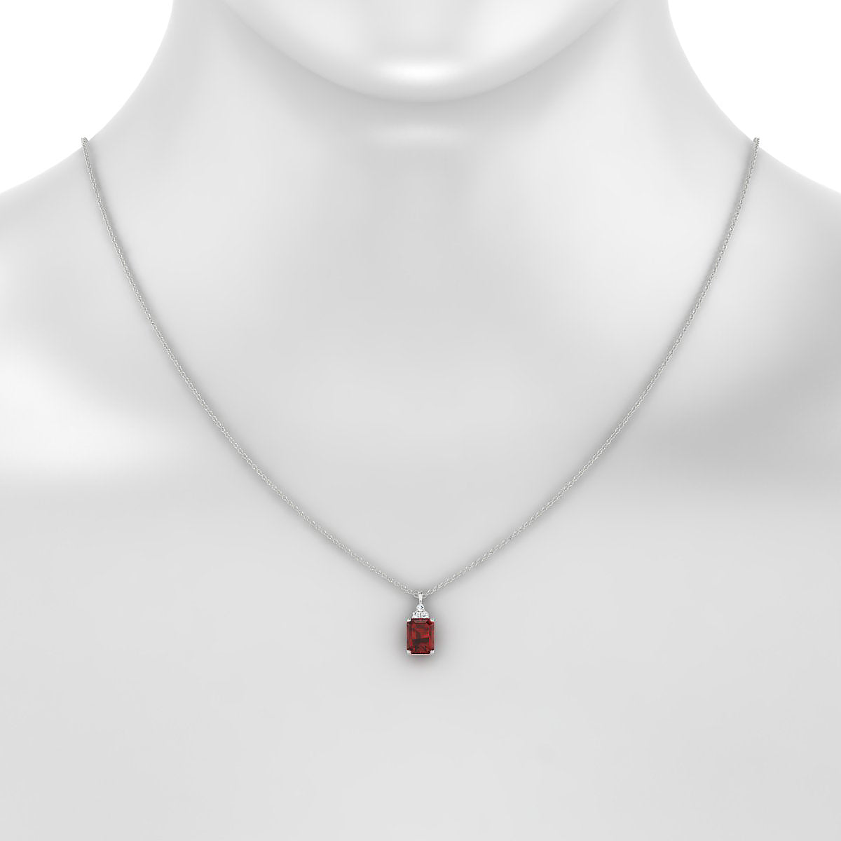 Mirage | 18k White Gold 8 x 6 mm Emerald Garnet Pendant