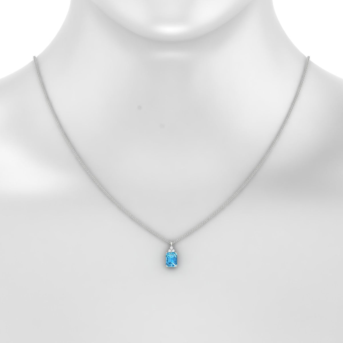 Mirage | 18k White Gold 8 x 6 mm Emerald Topaz Pendant