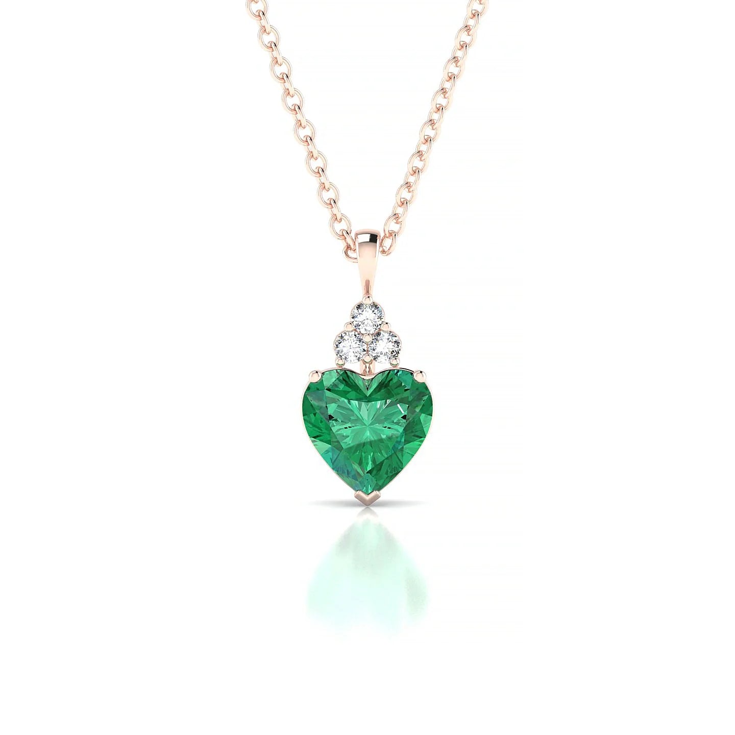Mirage | 18k Rose Gold 5.5 mm Heart Emerald Pendant