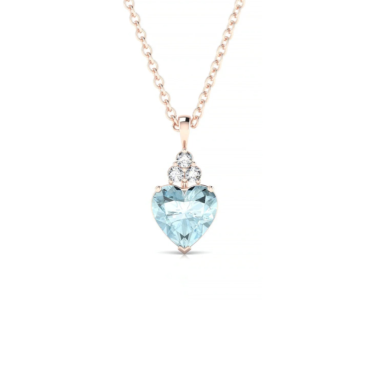 Mirage | 18k Rose Gold 6 mm Heart Aquamarine Pendant