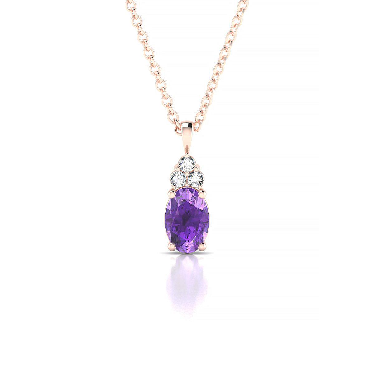 Mirage | 18k Rose Gold 6 x 4 mm Oval Amethyst Pendant