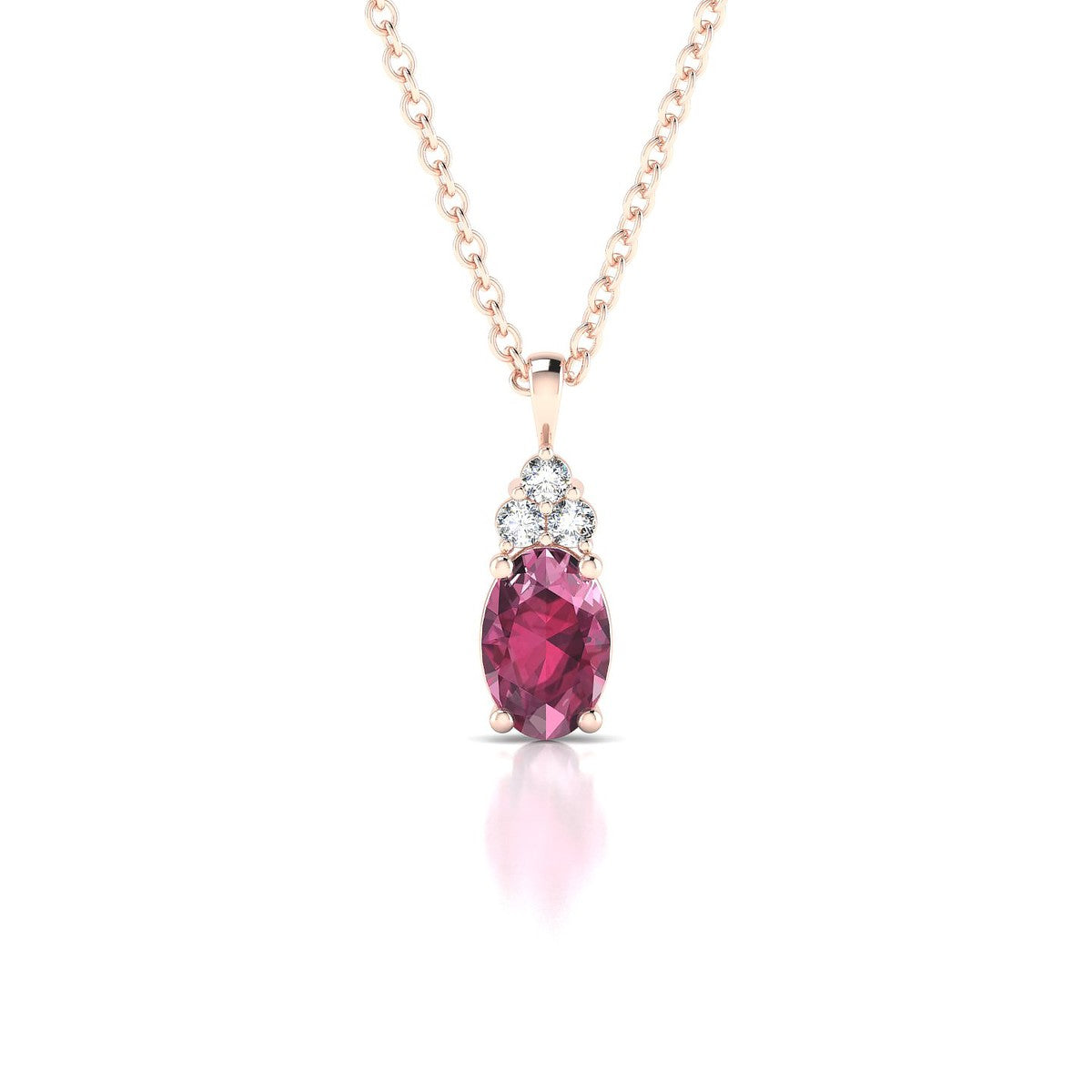Mirage | 18k Rose Gold 6 x 4 mm Oval Rhodolite Pendant