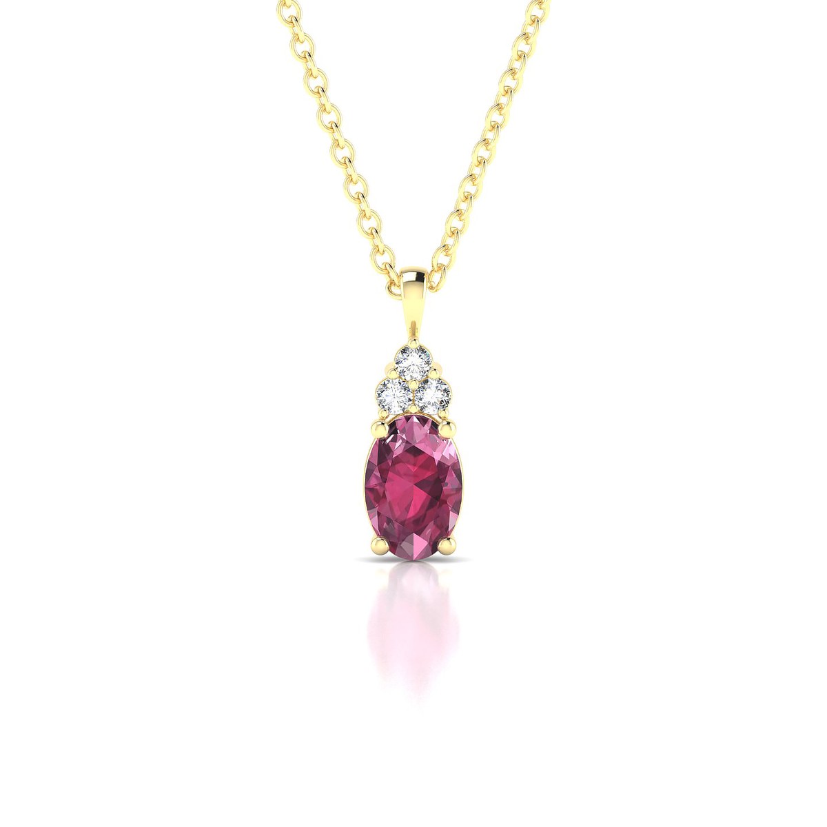 Mirage | 18k Yellow Gold 6 x 4 mm Oval Rhodolite Pendant