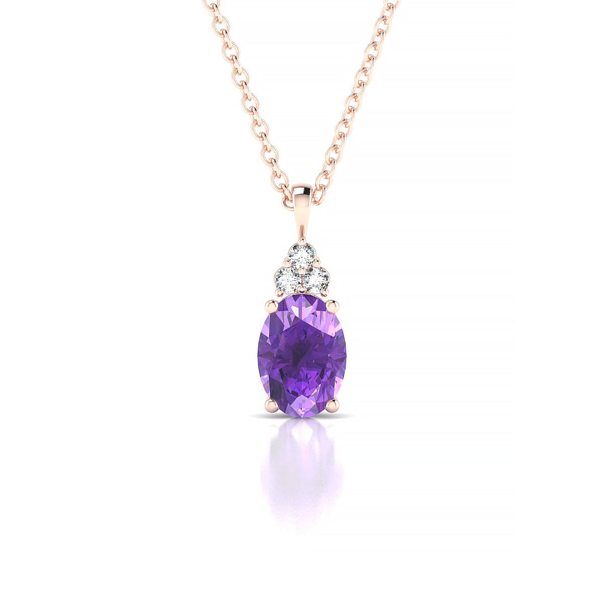 Mirage | 18k Rose Gold 7 x 5 mm Oval Amethyst Pendant