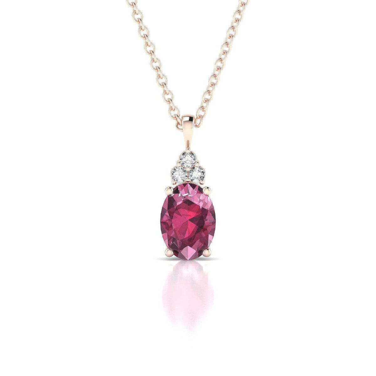 Mirage | 18k Rose Gold 7 x 5 mm Oval Rhodolite Pendant