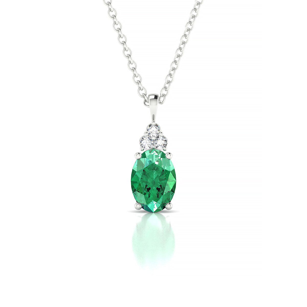 Mirage | 18k White Gold 7 x 5 mm Oval Emerald Pendant