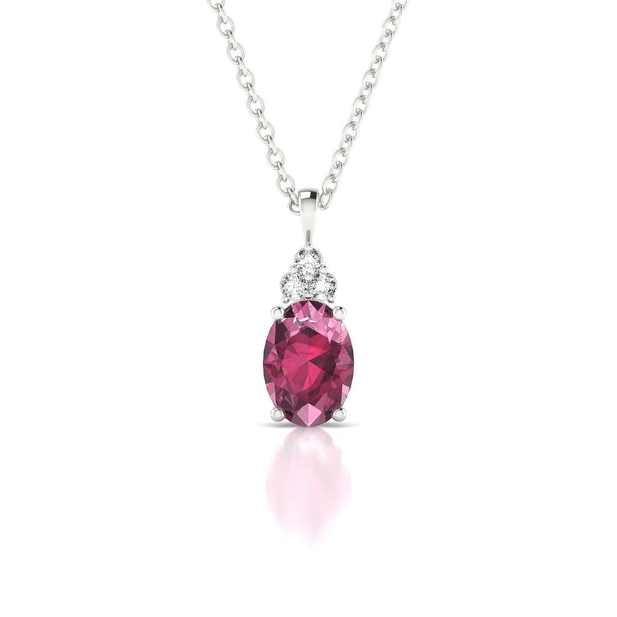 Mirage | 18k White Gold 7 x 5 mm Oval Rhodolite Pendant