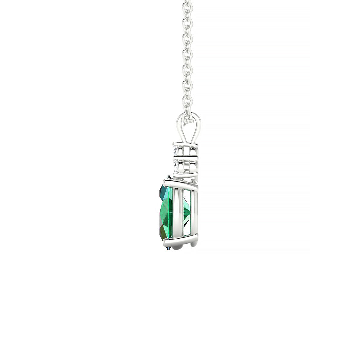 Mirage | 18k White Gold 7 x 5 mm Oval Emerald Pendant
