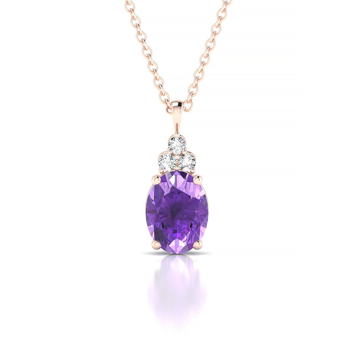 Mirage | 18k Rose Gold 8 x 6 mm Oval Amethyst Pendant