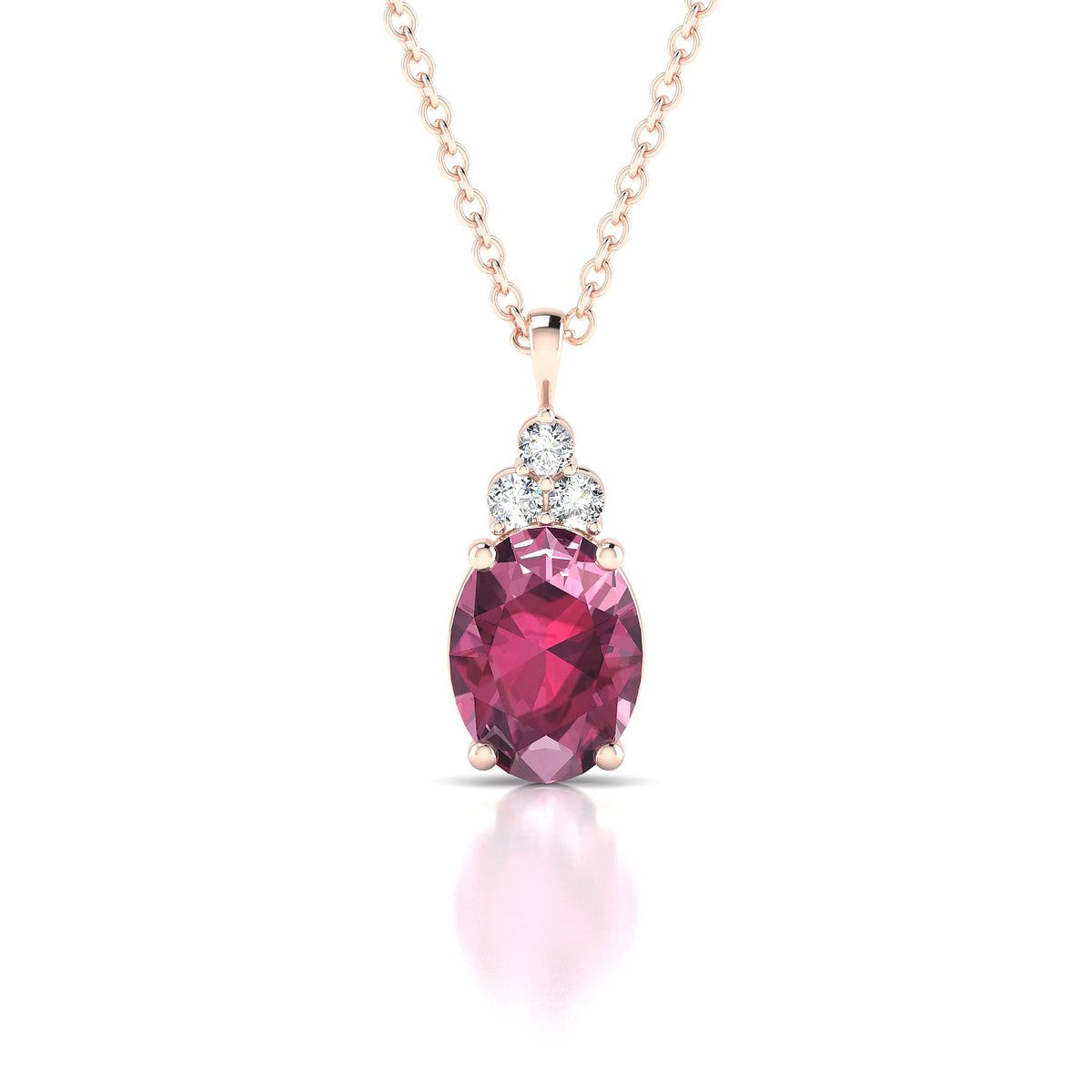 Mirage | 18k Rose Gold 8 x 6 mm Oval Rhodolite Pendant