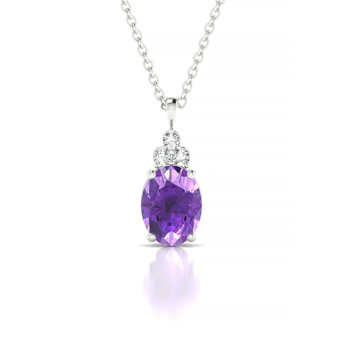 Mirage | 18k White Gold 8 x 6 mm Oval Amethyst Pendant