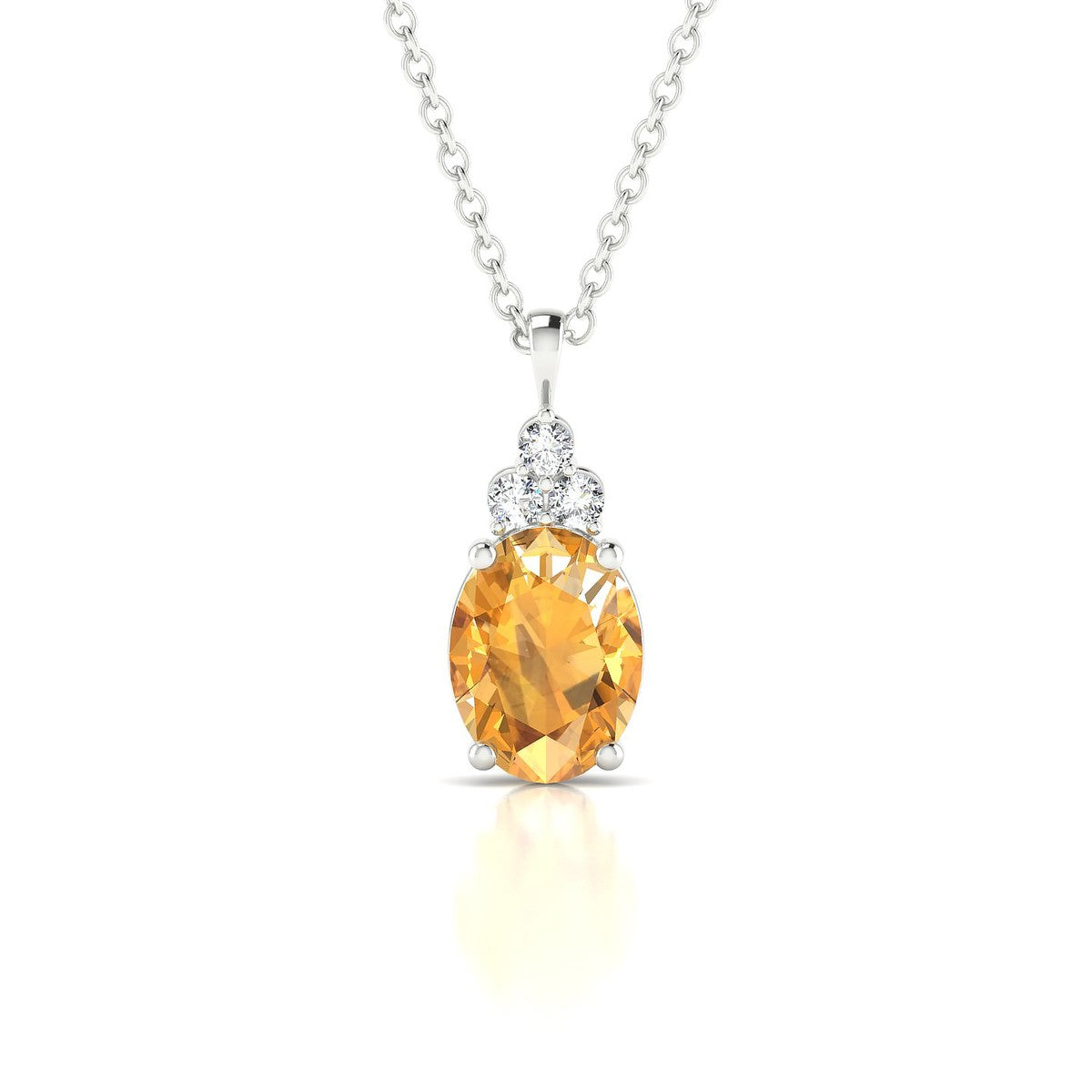 Mirage | 18k White Gold 8 x 6 mm Oval Citrine Pendant