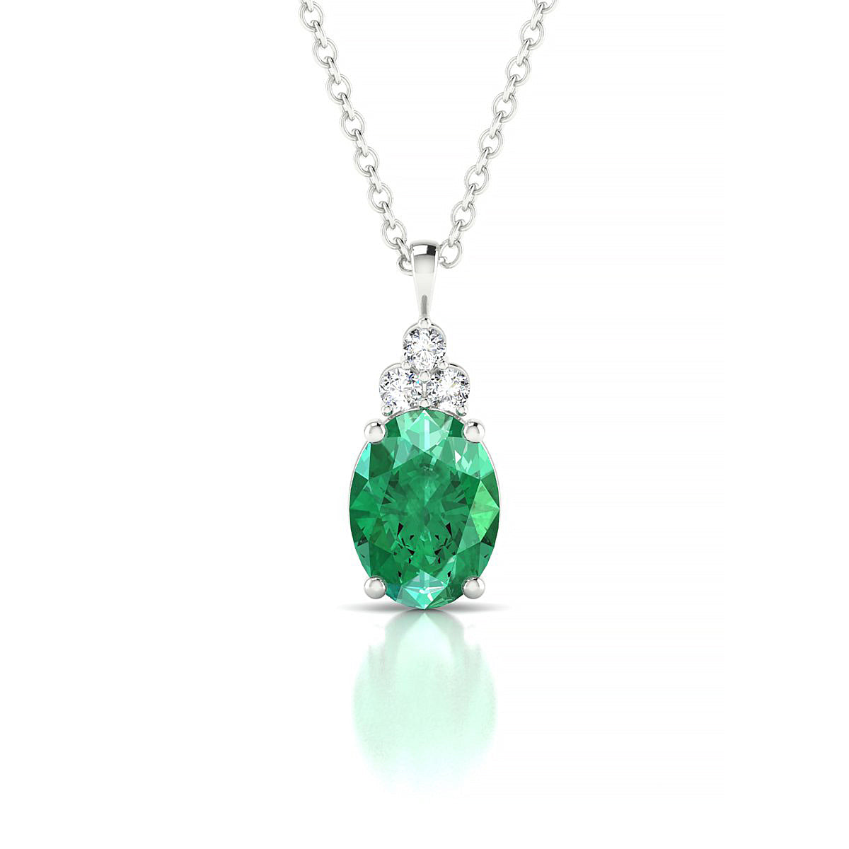 Mirage | 18k White Gold 8 x 6 mm Oval Emerald Pendant