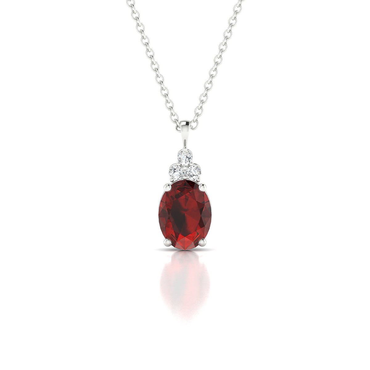 Mirage | 18k White Gold 8 x 6 mm Oval Garnet Pendant