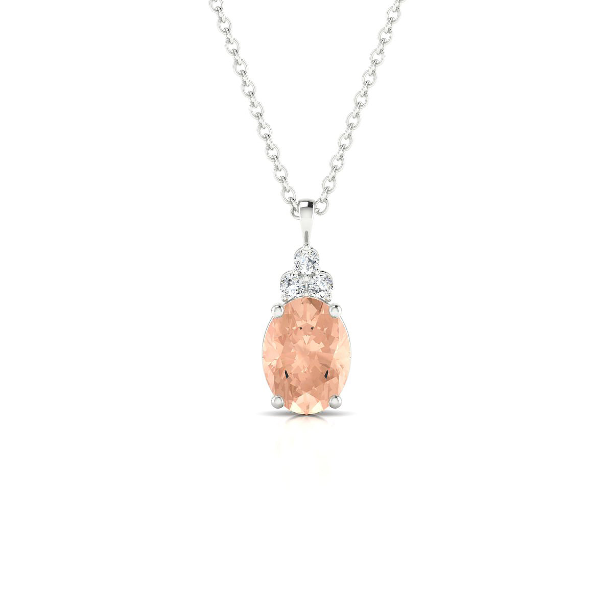 Mirage | 18k White Gold 8 x 6 mm Oval Morganite Pendant