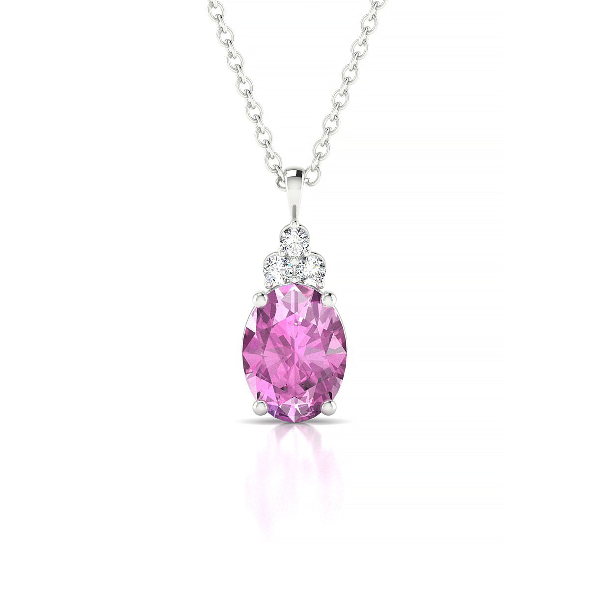 Mirage | 18k White Gold 8 x 6 mm Oval Pink Sapphire Pendant