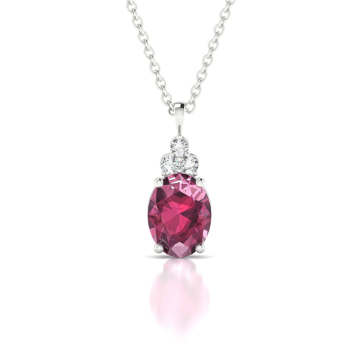 Mirage | 18k White Gold 8 x 6 mm Oval Rhodolite Pendant