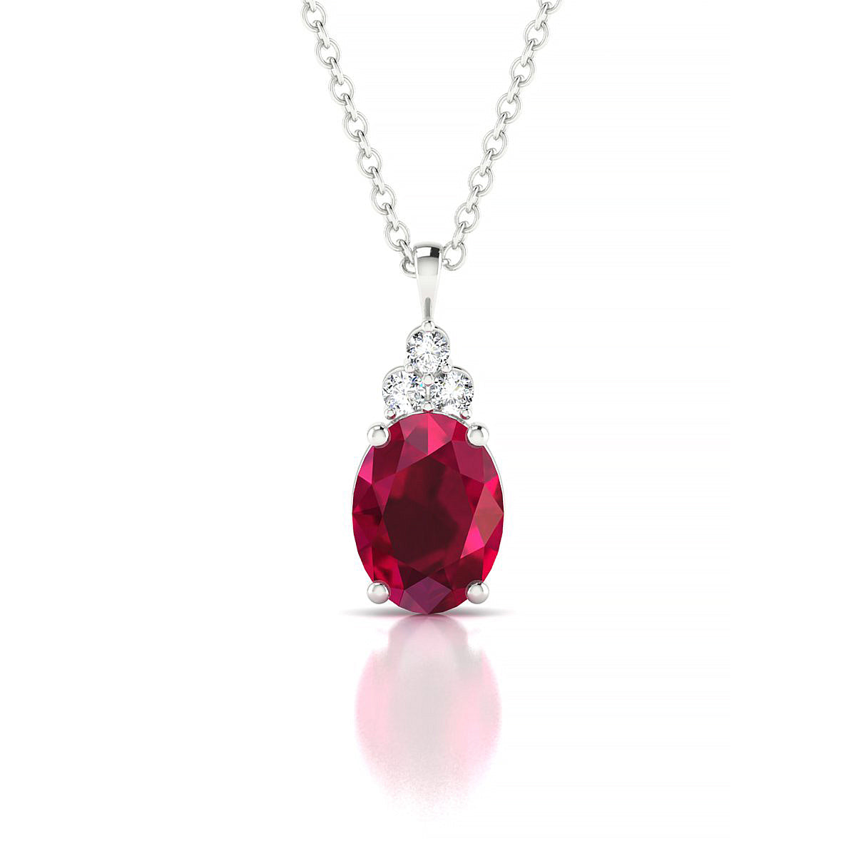 Mirage | 18k White Gold 8 x 6 mm Oval Ruby Pendant
