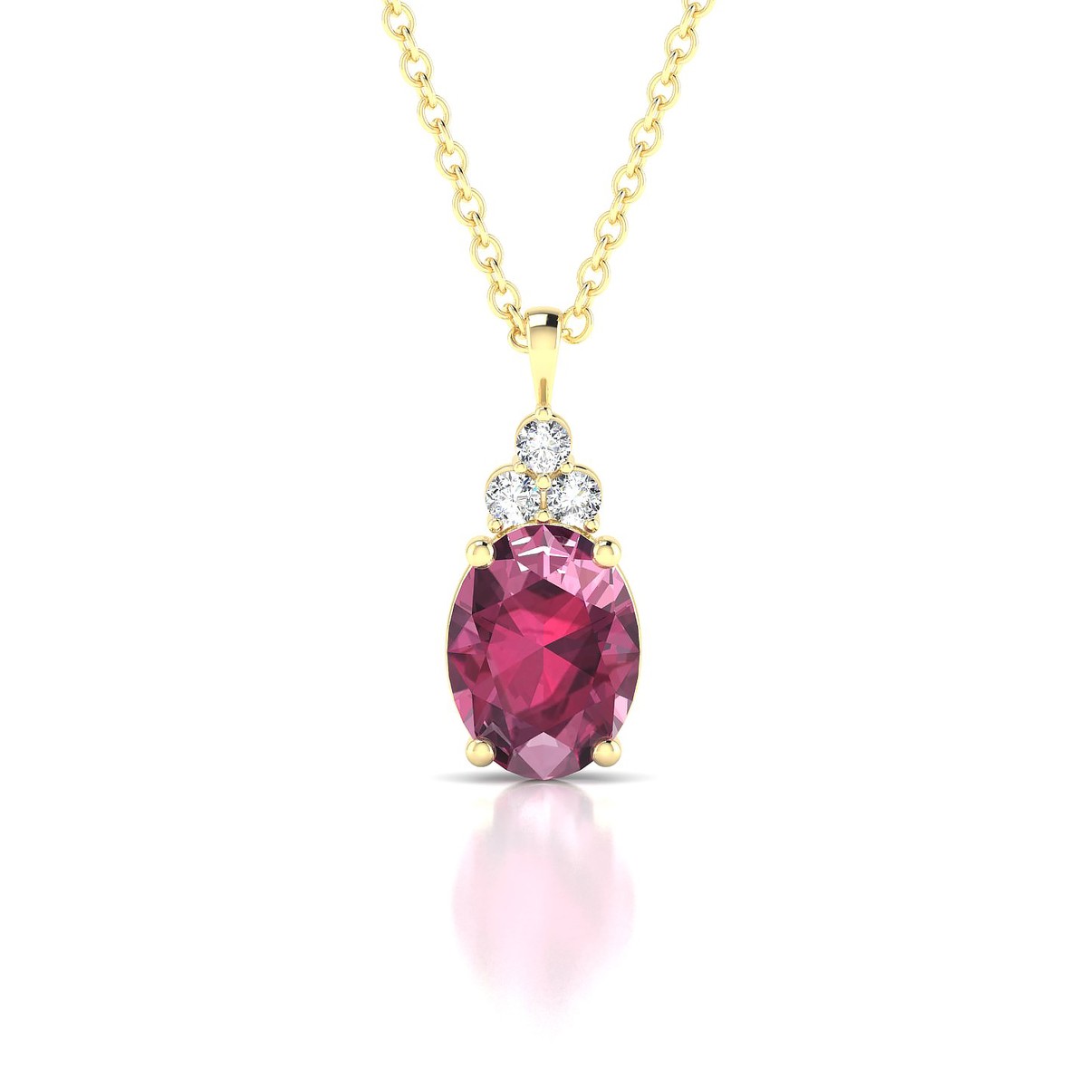 Mirage | 18k Yellow Gold 8 x 6 mm Oval Rhodolite Pendant