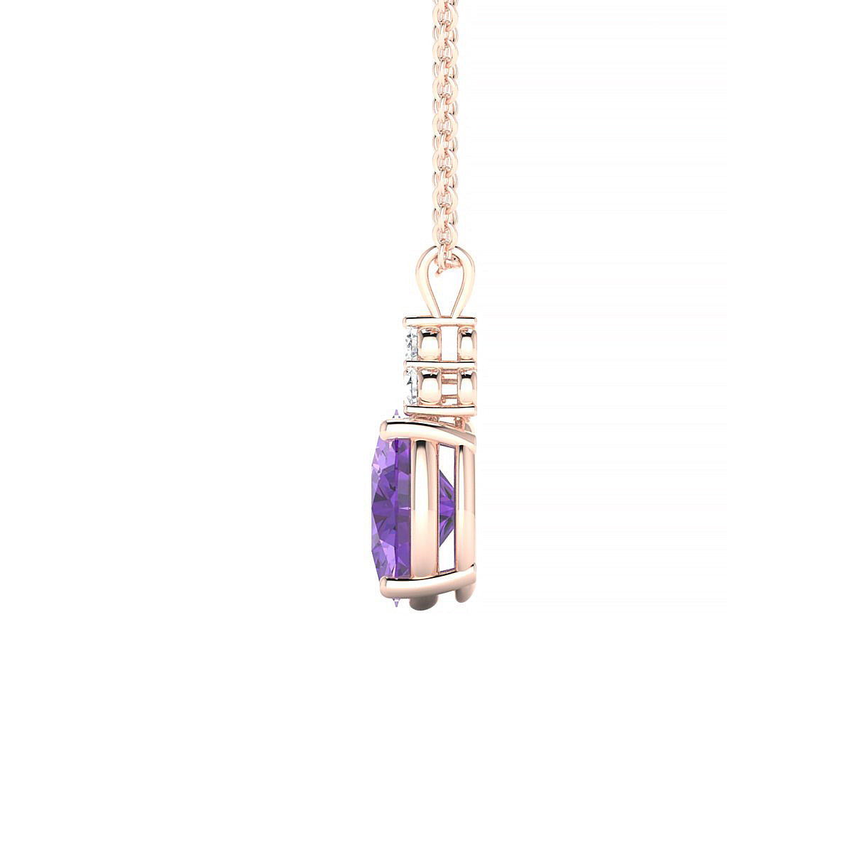 Mirage | 18k Rose Gold 8 x 6 mm Oval Amethyst Pendant