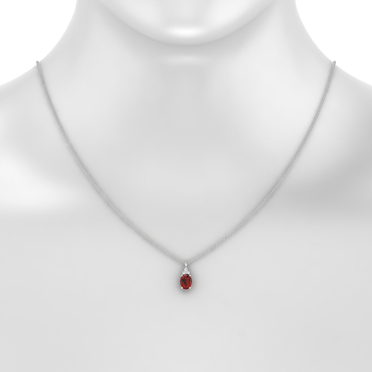 Mirage | 18k White Gold 8 x 6 mm Oval Garnet Pendant