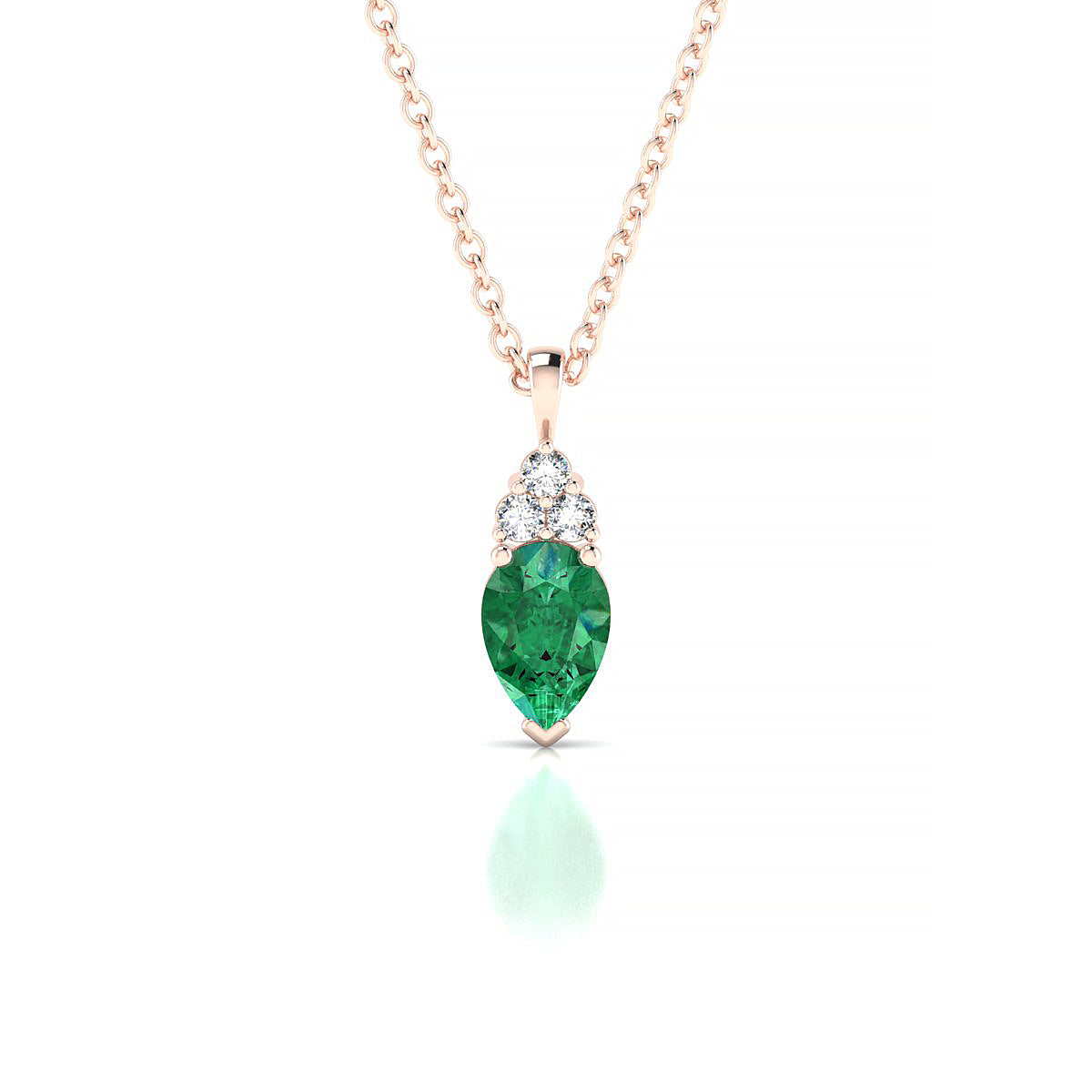 Mirage | 18k Rose Gold 6 x 4 mm Pear Emerald Pendant