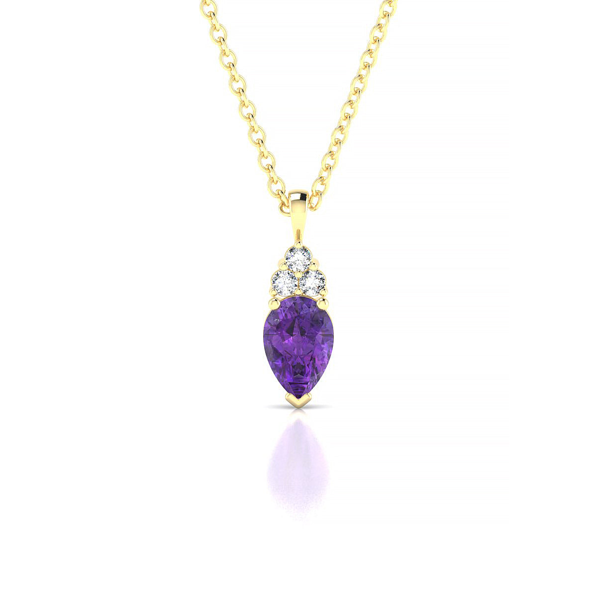 Mirage | 18k Yellow Gold 6 x 4 mm Pear Amethyst Pendant