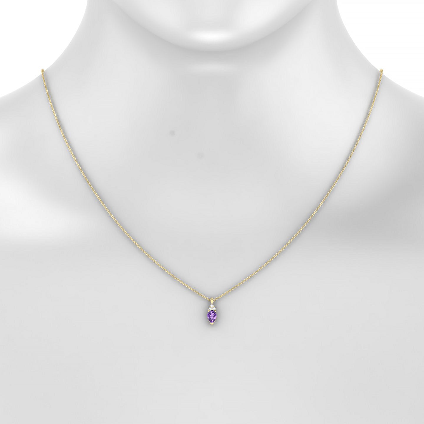 Mirage | 18k Yellow Gold 6 x 4 mm Pear Amethyst Pendant