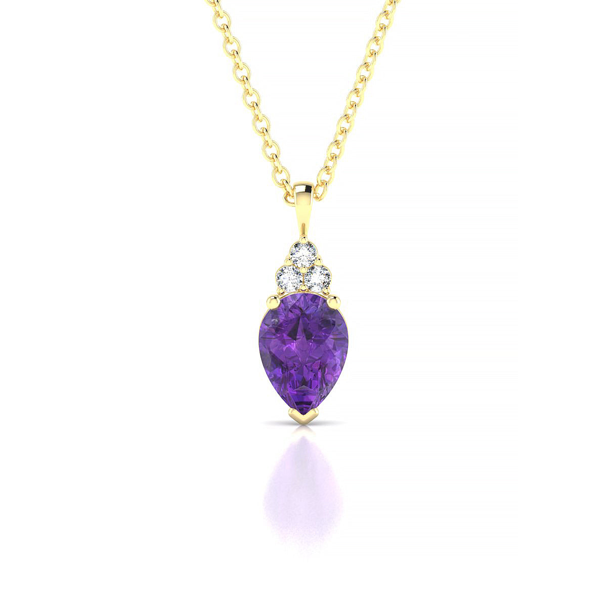 Mirage | 18k Yellow Gold 7 x 5 mm Pear Amethyst Pendant