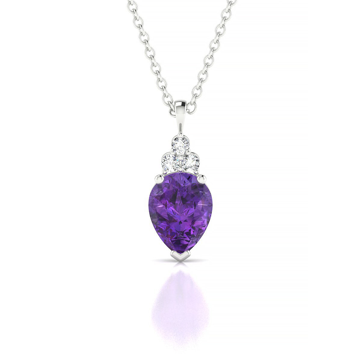 Mirage | 18k White Gold 8 x 6 mm Pear Amethyst Pendant