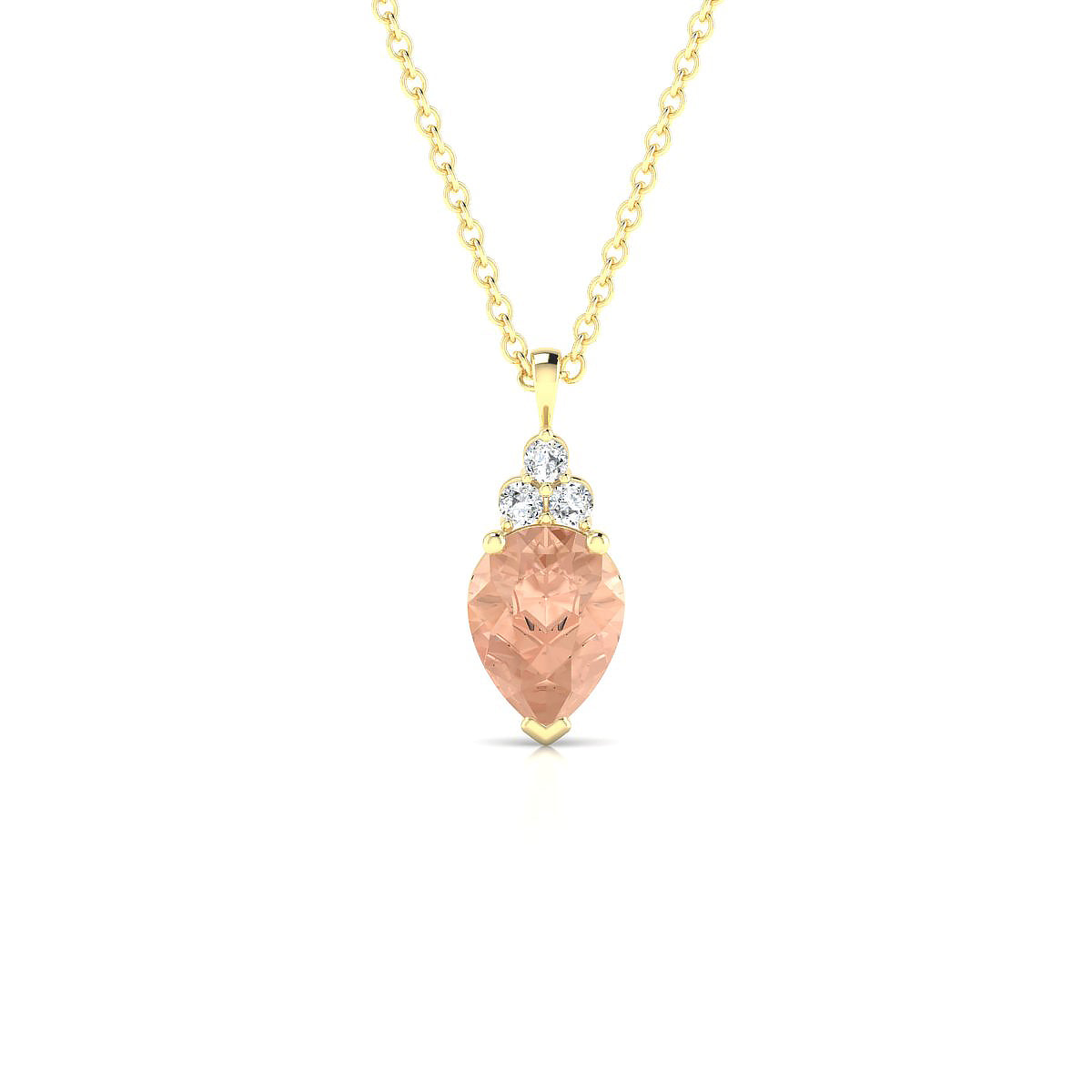 Mirage | 18k Yellow Gold 8 x 6 mm Pear Morganite Pendant