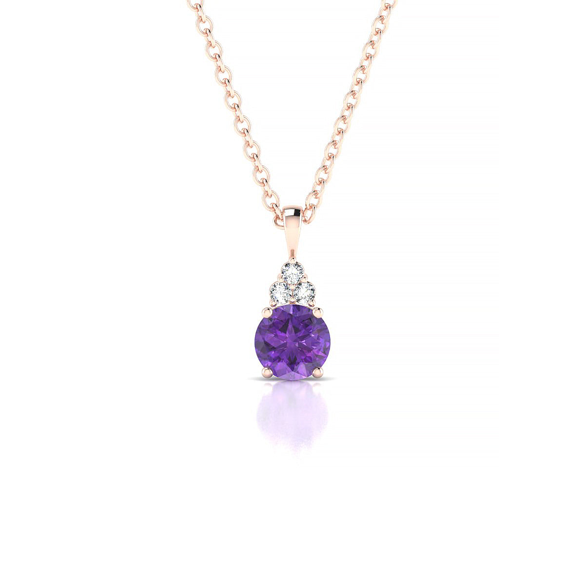 Mirage | 18k Rose Gold 4.5 mm Round Amethyst Pendant