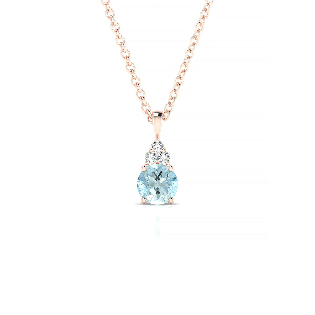 Mirage | 18k Rose Gold 4.5 mm Round Aquamarine Pendant