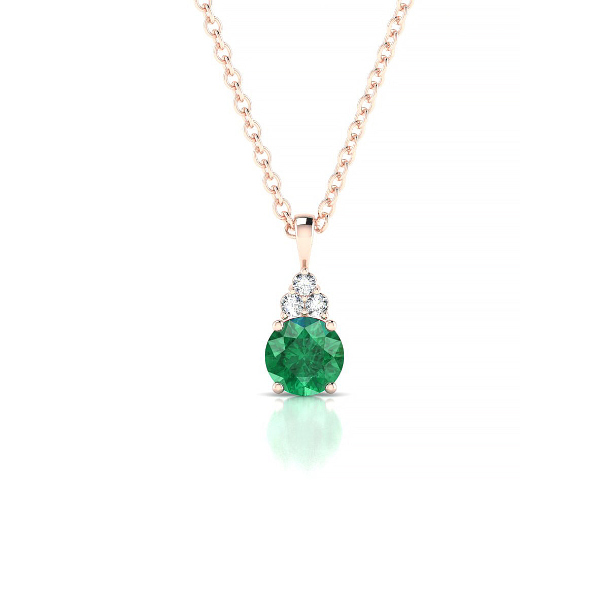 Mirage | 18k Rose Gold 4.5 mm Round Emerald Pendant