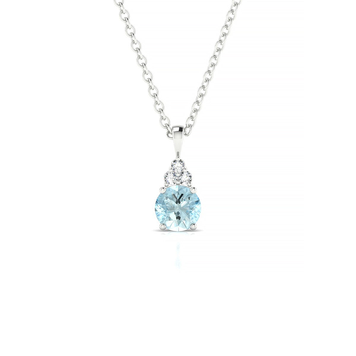 Mirage | 18k White Gold 4.5 mm Round Aquamarine Pendant