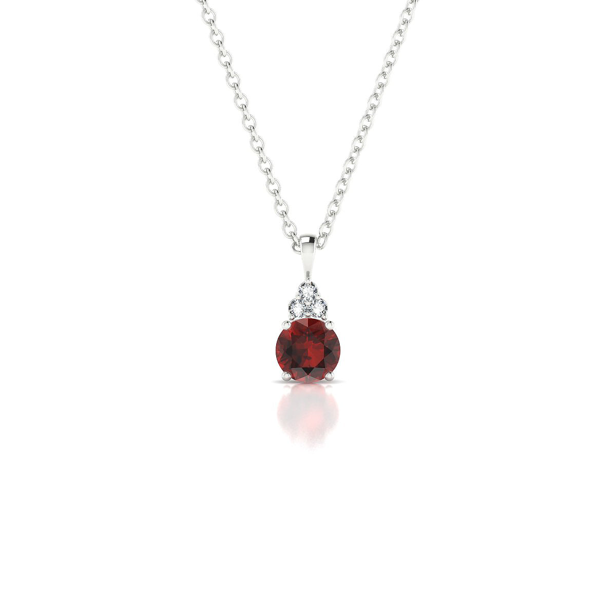 Mirage | 18k White Gold 4.5 mm Round Garnet Pendant