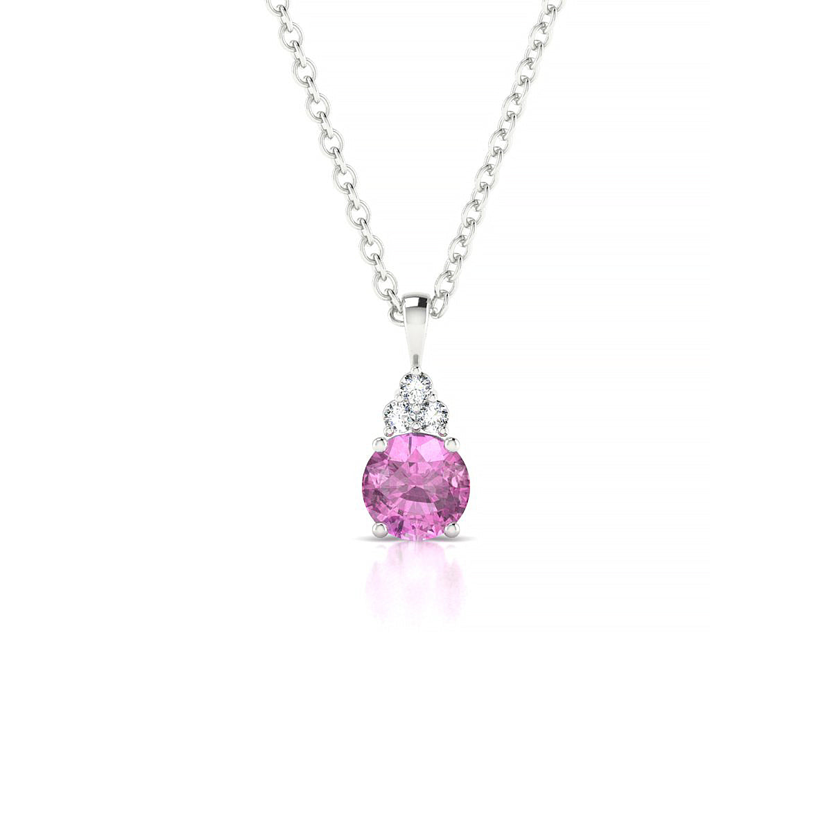 Mirage | 18k White Gold 4.5 mm Round Pink Sapphire Pendant