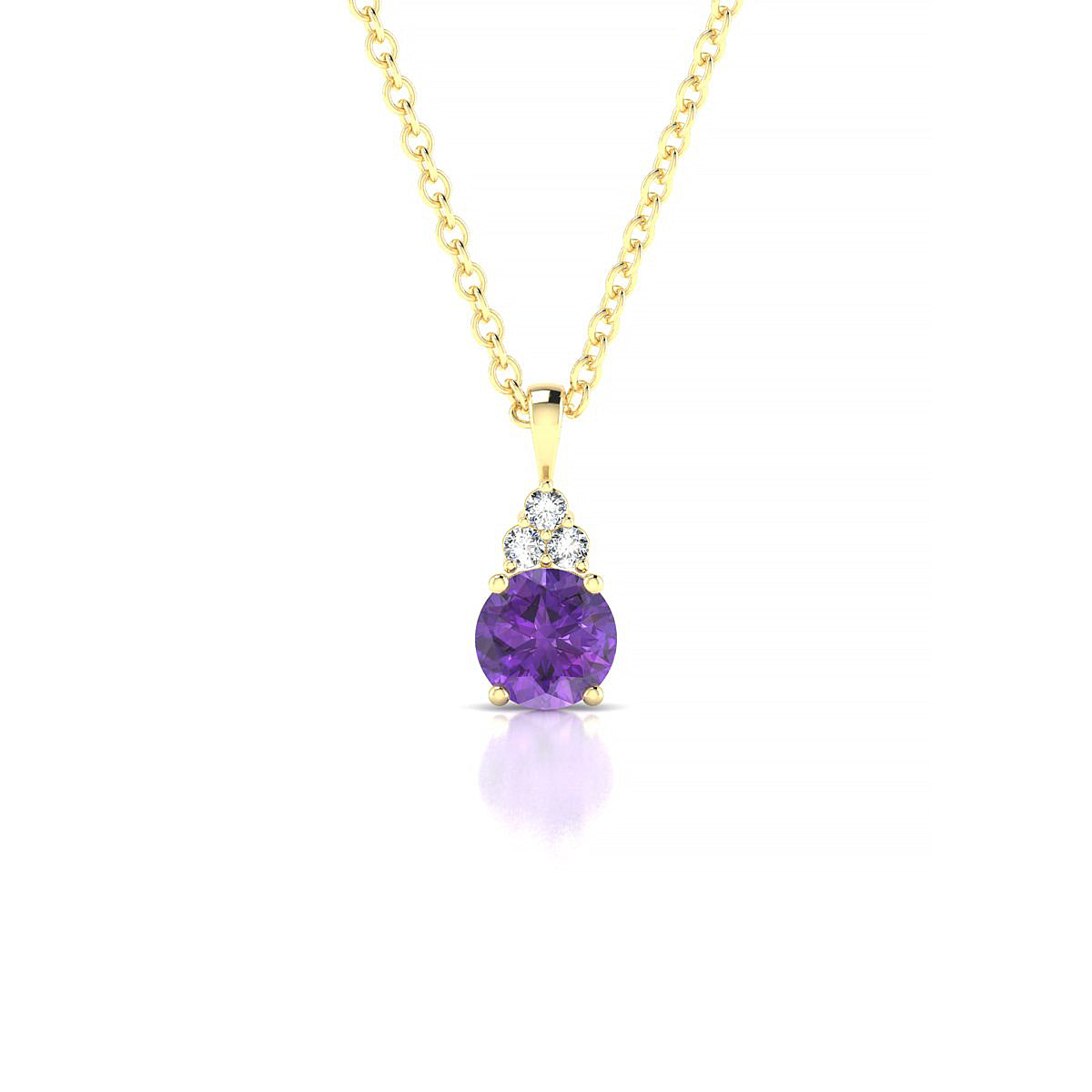 Mirage | 18k Yellow Gold 4.5 mm Round Amethyst Pendant