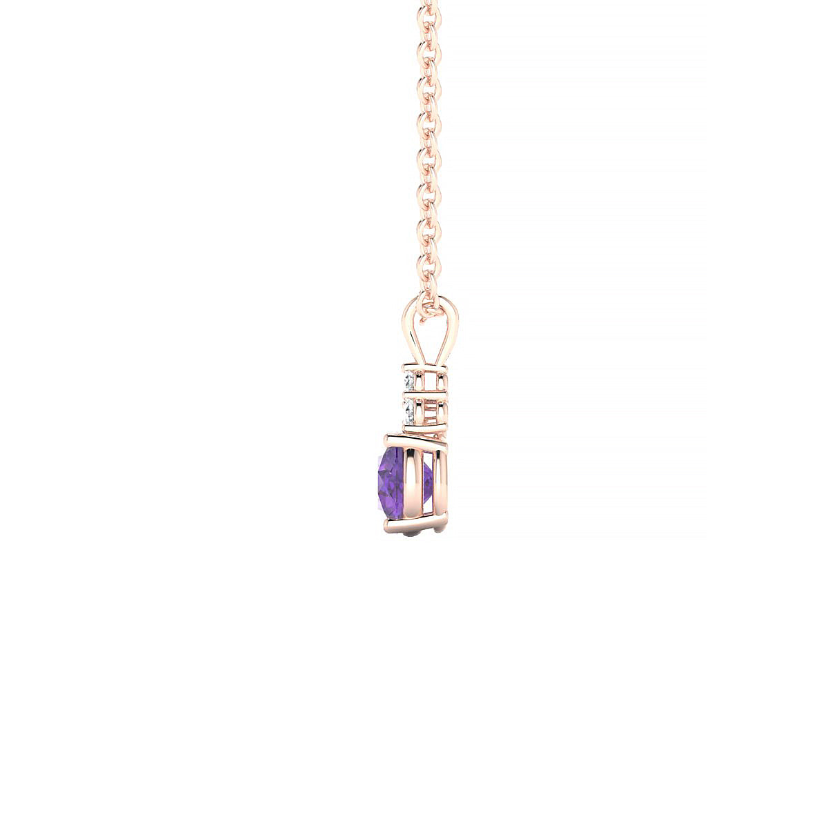 Mirage | 18k Rose Gold 4.5 mm Round Amethyst Pendant