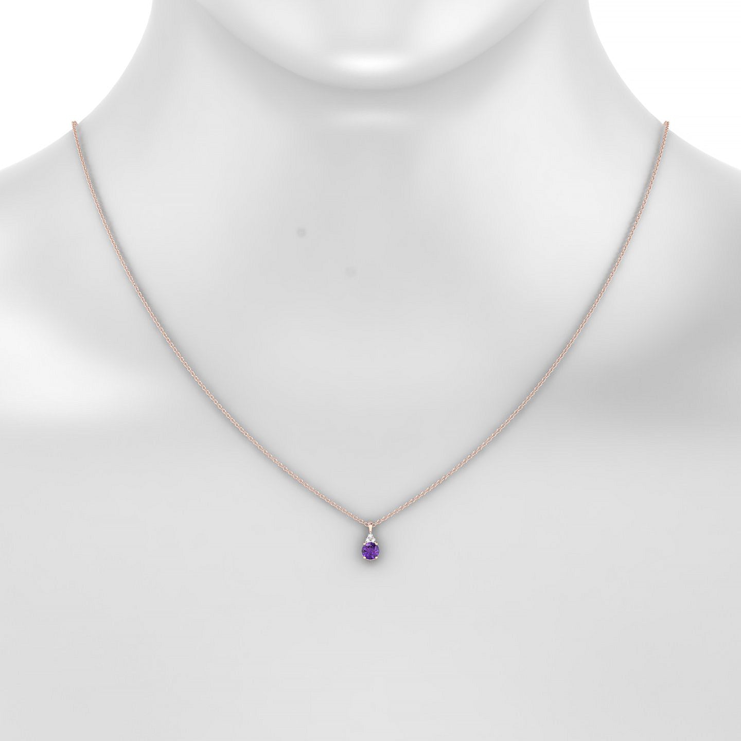 Mirage | 18k Rose Gold 4.5 mm Round Amethyst Pendant