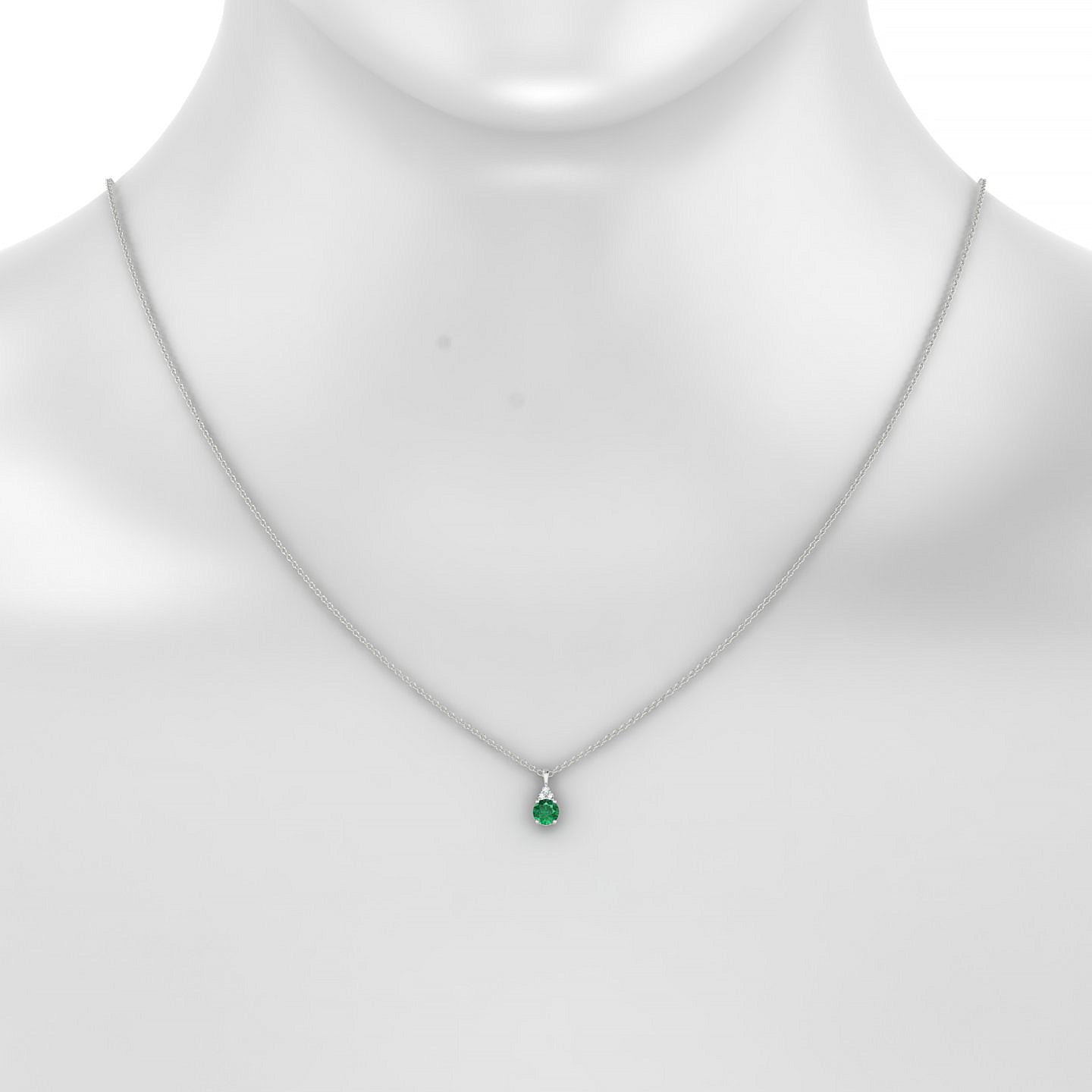 Mirage | 18k White Gold 4.5 mm Round Emerald Pendant