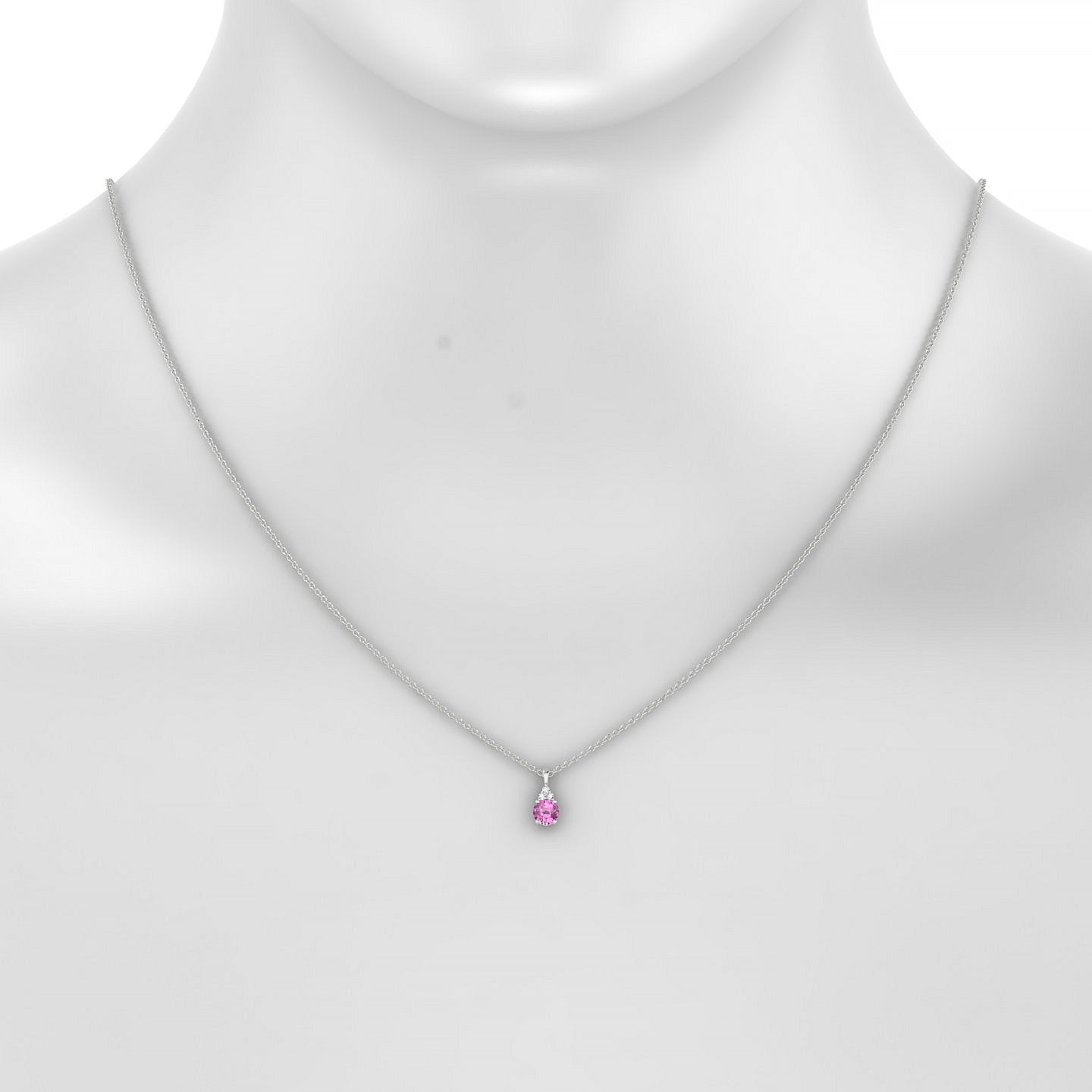 Mirage | 18k White Gold 4.5 mm Round Pink Sapphire Pendant