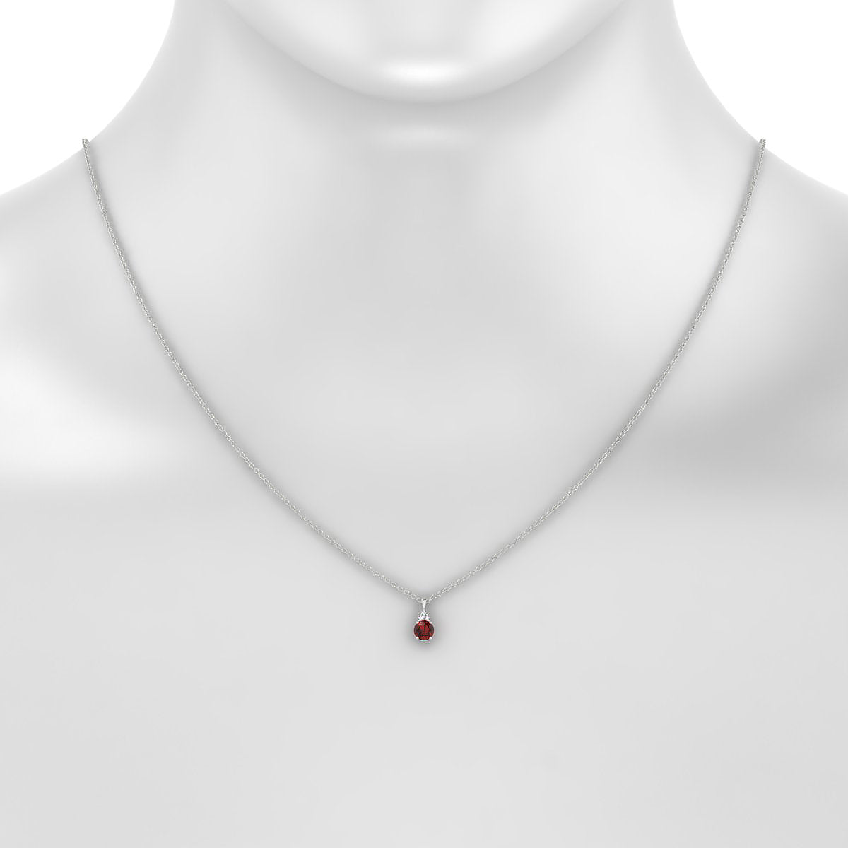 Mirage | 18k White Gold 4.5 mm Round Garnet Pendant