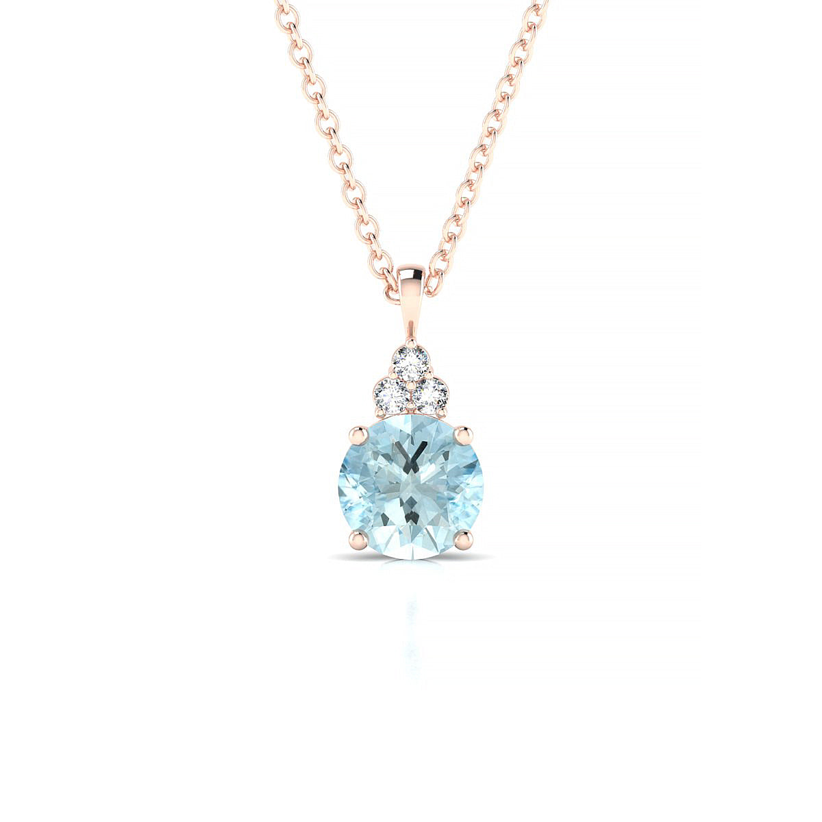 Mirage | 18k Rose Gold 6 mm Round Aquamarine Pendant