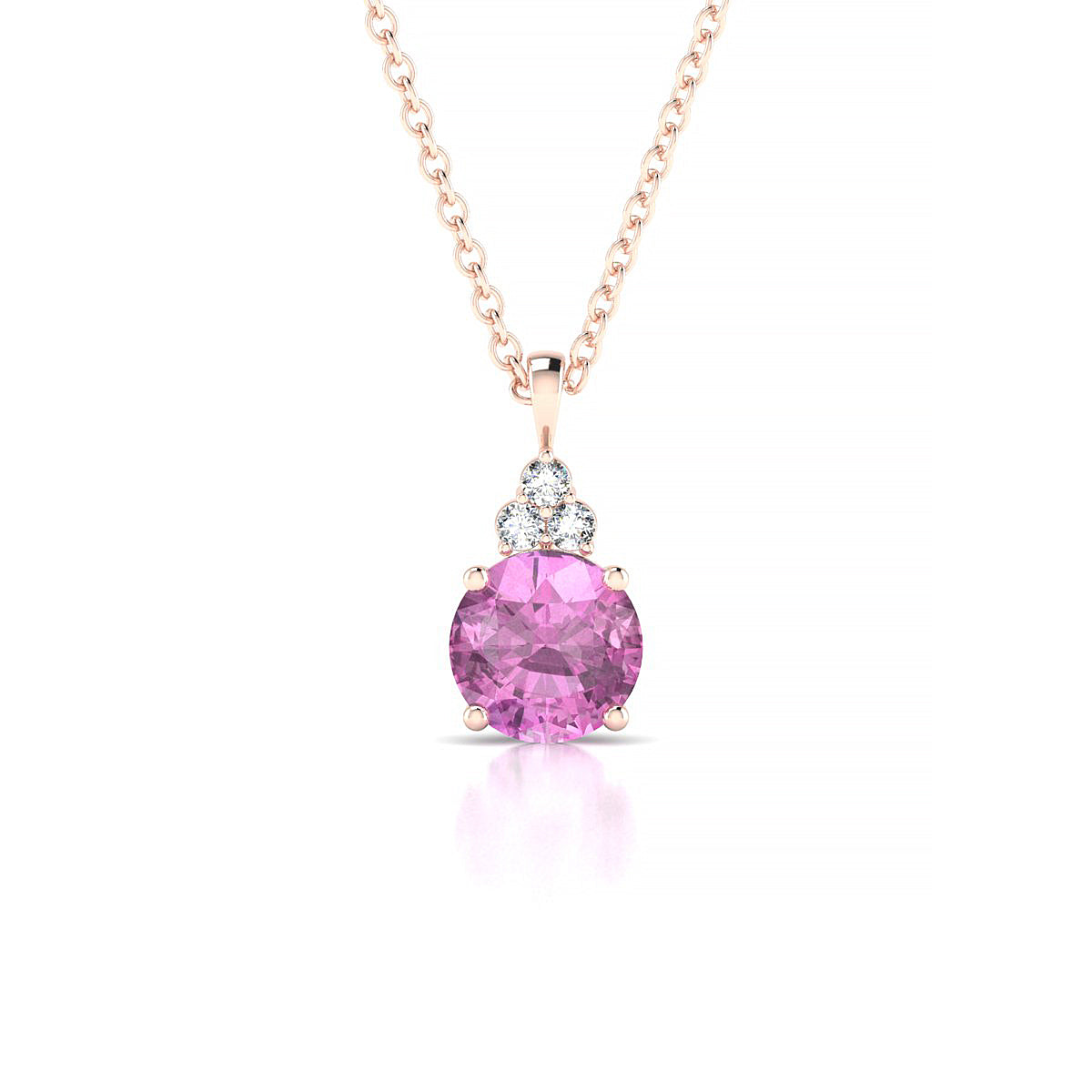 Mirage | 18k Rose Gold 6 mm Round Pink Sapphire Pendant