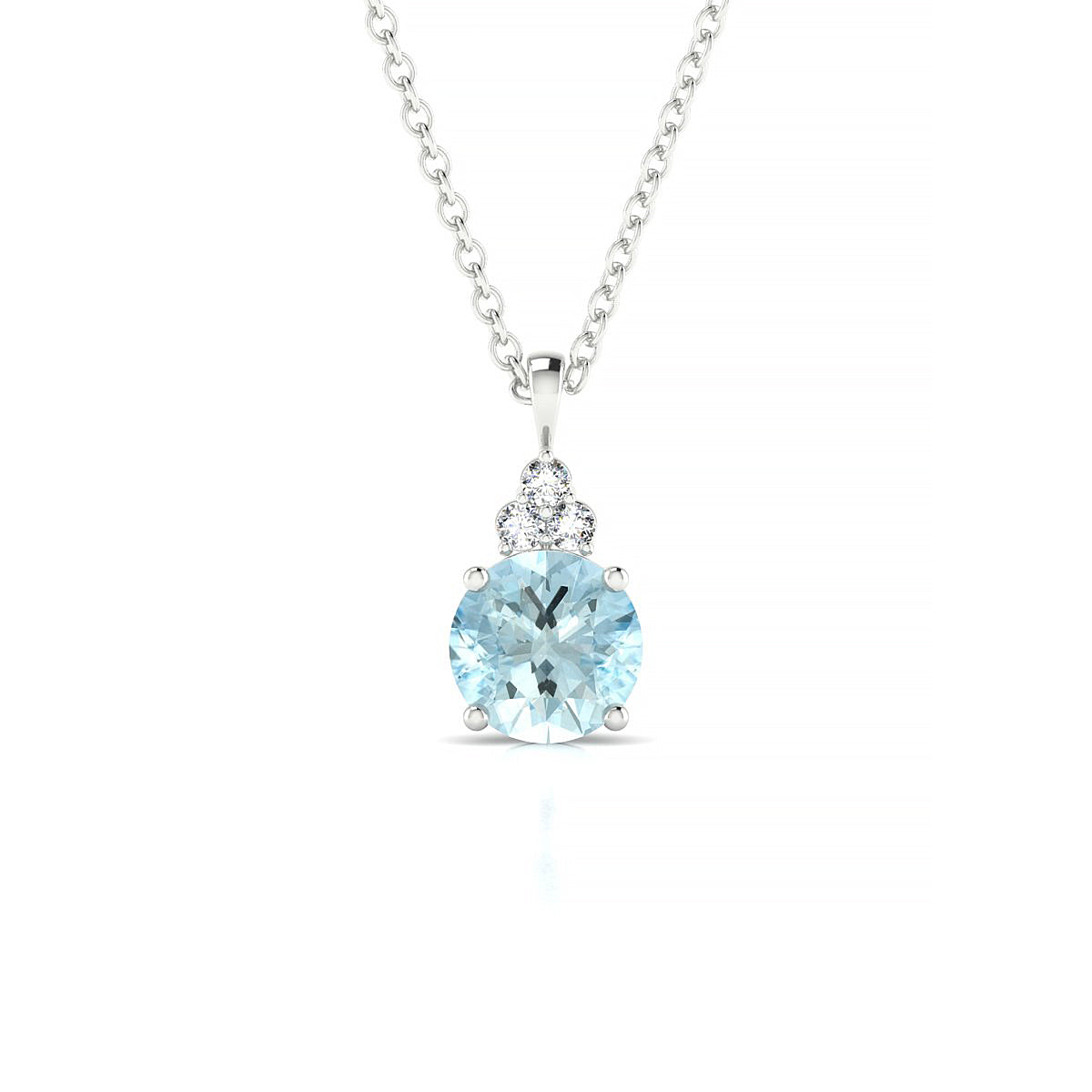 Mirage | 18k White Gold 6 mm Round Aquamarine Pendant