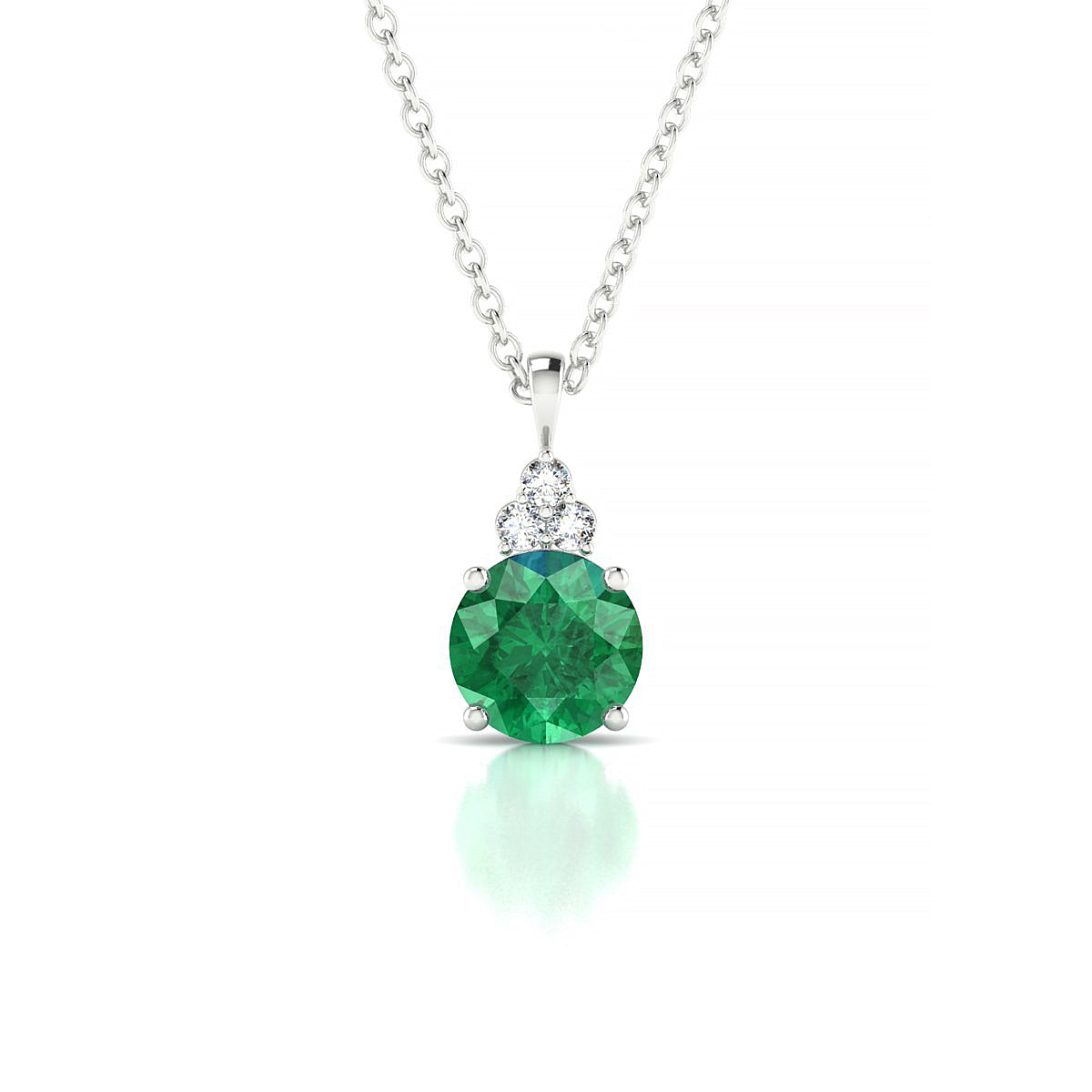 Mirage | 18k White Gold 6 mm Round Emerald Pendant