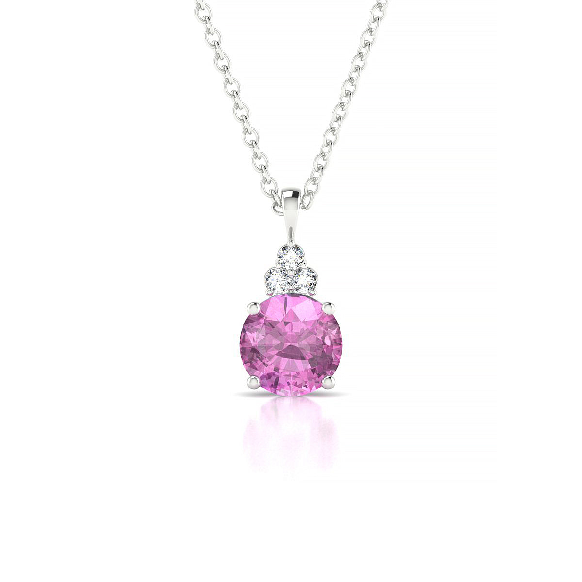 Mirage | 18k White Gold 6 mm Round Pink Sapphire Pendant