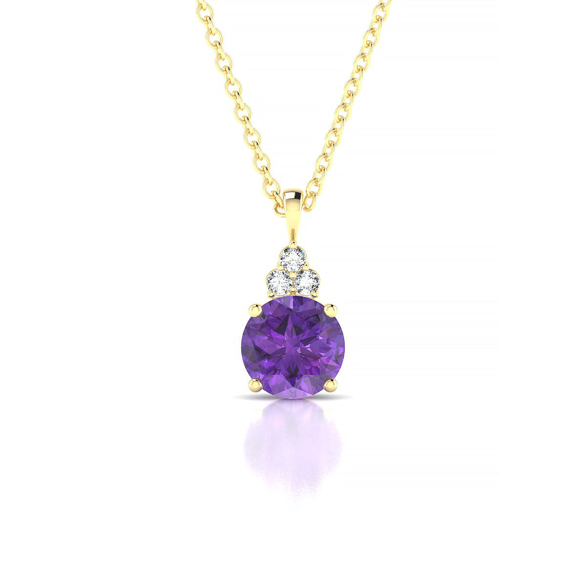 Mirage | 18k Yellow Gold 6 mm Round Amethyst Pendant