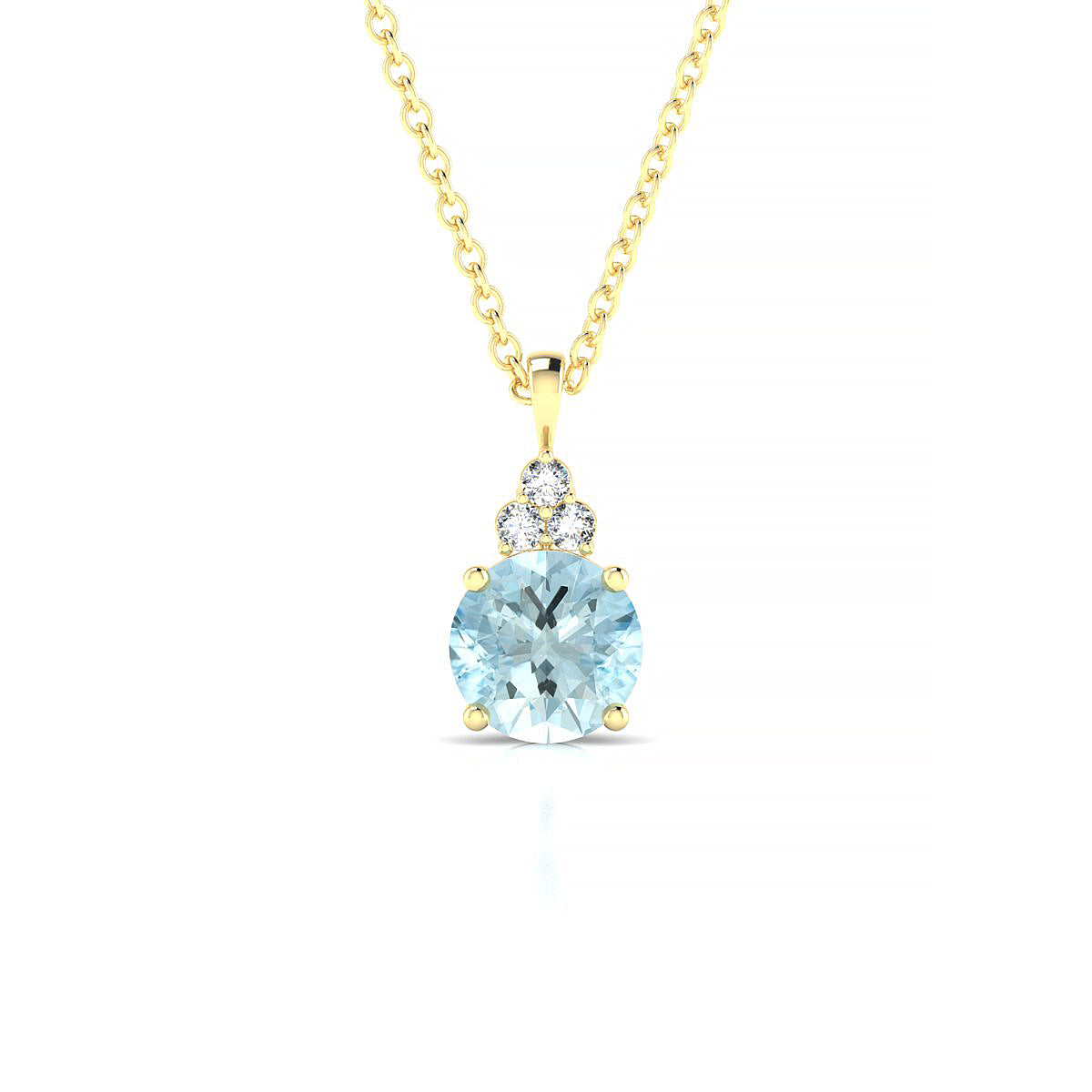Mirage | 18k Yellow Gold 6 mm Round Aquamarine Pendant
